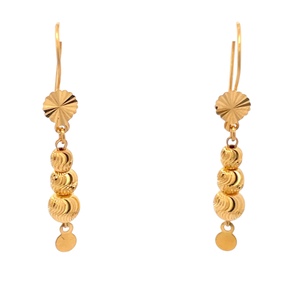 21K Yellow Gold Dangling French Wire Earrings