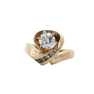 Ladies 14K Yellow Gold .70Ct Euro-Cut Diamond Cocktail Ring SZ: 6