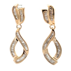 Diamond Dangle Earrings 0.90ctw 10k Yellow Gold 5.4g