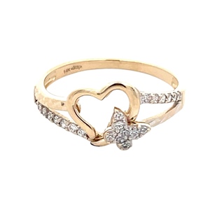 Ladies 14K Yellow Gold 1/10CTW Diamond Open Heart Fashion Ring SZ:7, 1.9g