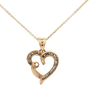 10K Yellow Gold 18 in. 1/3CTW Diamond Heart Necklace
