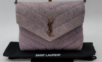 Yves Saint Laurent Purple Chevron Quilted Denim Toy LouLou Shoulder Bag