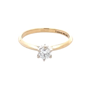 Ladies 14K Yellow Gold 1/4Ct Moissanite Solitaire Engagement Ring SZ:7, 1.7g