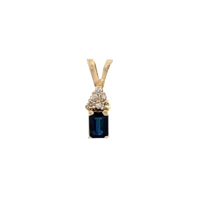 10K Yellow Gold 18 in. Synthetic Sapphire & Diamond Necklace