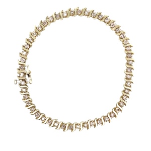 14K Yellow Gold 7.25 in. 1-1/2Carat TW Diamond Tennis Bracelet