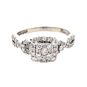 Multi Diamond Engagement Ring 0.91ctw 14k White Gold 4.3g
