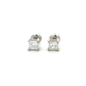 14K White Gold 1.00 Carat TW Princess Diamond Earrings
