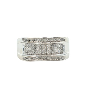 Gents 10K White Gold 1/2CTW Pave Diamond Cocktail Ring SZ:12
