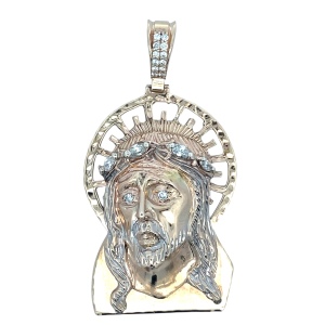 10K Yellow Gold 1.0CTW Diamond Jesus Pendant 