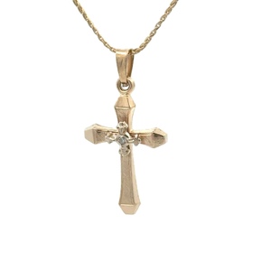 14K Yellow Gold 16 in. Cross Necklace