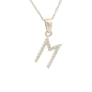 14K Yellow Gold 1/10 Carat TW Diamond "M" Necklace 18 in.