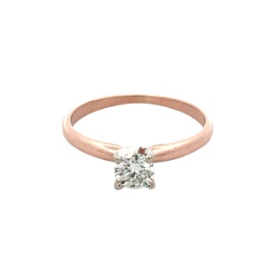Solitaire Diamond Ring 1/2ctw 14k Rose and White Gold 2g