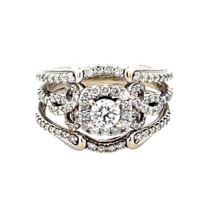 14K White Gold 1-1/4CTW Diamond Bridal Set  SZ:6