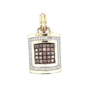 10K Yellow Gold White & Chocolate Diamond Panel Pendant
