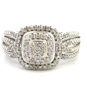 Ladies 10K White Gold 1.0 Carat TW Diamond Cluster Fashion Ring