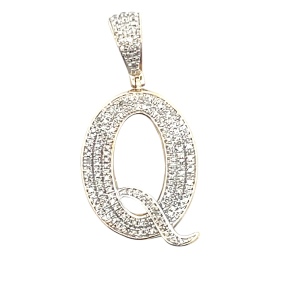10K Yellow Gold 1-1/2 in. Diamond Encrusted "Q" Pendant