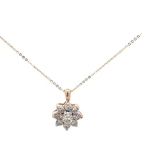 14K Yellow Gold 18 in. 1/3 CTW Diamond Cluster Necklace