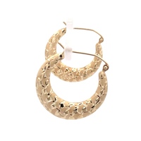 14K Yellow Gold 1 in. Puffy Textured Hoop Earrings