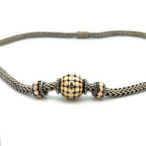 John Hardy 16 in. Sterling Silver Woven Necklace With 18K/925 Enhancer Beads