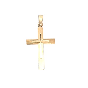 14K Yellow Gold 1 in. Cross Pendant 1.4g