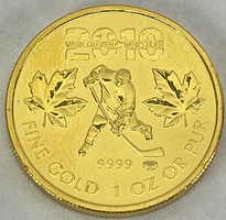2010 Canada $50 Elizabeth II Vancouver Whistler Hockey Gold 1oz Coin
