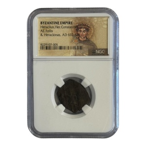 Byzantine Empire  AE Follis & Heraclonas AD 632-641