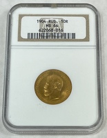 1904 Russia 10R NGC MS64 Gold Coin