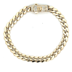 14K Yellow Gold  7-3/4 in. 7mm Cuban CZ Bracelet 11.8g