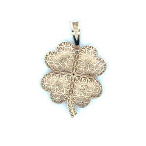 14K Yellow Gold Large Lacy Shamrock Pendant