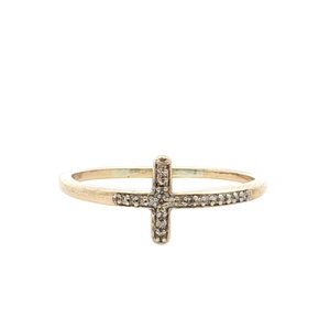 10K Yellow Gold Diamond Cross Ring SZ:10, 1.5g