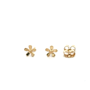 10K Yellow Gold Flower Design Pierced Earrings