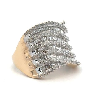 Ladies 14K Yellow Gold 1.0 Carat TW Diamond Wave Cluster Ring