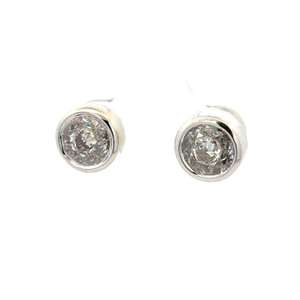 14K White Gold 1-1/2 Carat TW Bezel Set Diamond Cluster Earrings