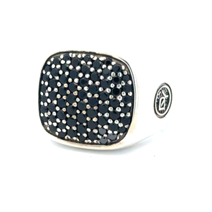 David Yurman 925 Silver 1/2CTW Black Diamond Cocktail Ring SZ: 10.5