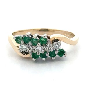 Blueridge 14K Yellow Gold Emerald Gemstone & Diamond Ring