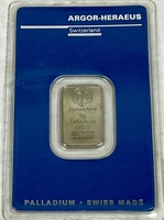 Argor-Heraeus Palladium 5 gram Carded Bar 999.5