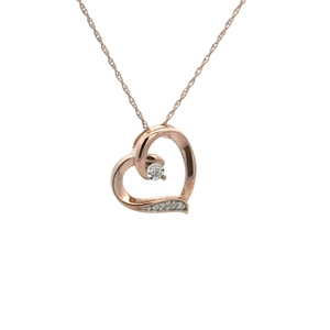 10K Rose Gold 17 in. Heart Necklace