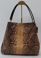 NWT Coach Snake Phoebe Embossed Leather Shoulder Tote Bag F35209 Brown Tan