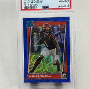 2021 Ja'Marr Chase DonRuss Optic Blue Scope #207 PSA (GEM MT 10) 