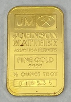 Johnson Matthey 1/2oz Gold Bar .9999 Fine