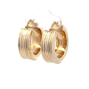 14K Yellow Gold 1 in. Ribbed Hollow Hoop Earrings