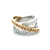 Ladies 18K Two-Tone 1.0CTW White & Yellow Diamond Crossover Ring SZ: 6