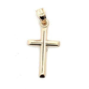 14K Yellow Gold Plain Cross Pendant