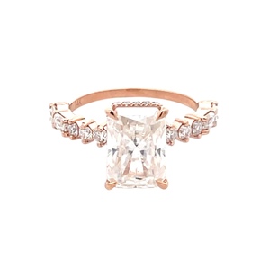 14K Rose Gold 2.0CTW Moissanite Hidden Halo Gemstone Ring SZ:6
