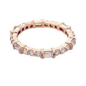 Ladies 14K Rose Gold Cubc Zirconia Eternity Band SZ:6.5