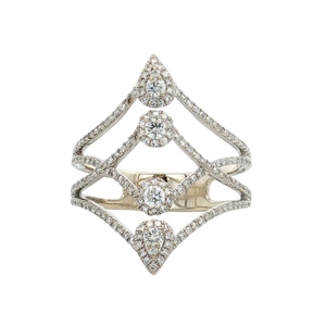 Ladies 14K White Gold 168-Diamond 3/4CTW Right-Hand Cocktail Ring SZ:10