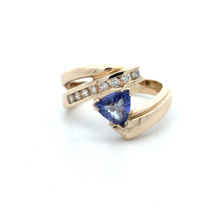 14K Yellow Gold Amethyst & Diamond Fashion Ring Sz:8, 6.5g