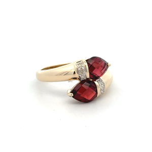 14K Yellow Gold Garnet & Diamond Ring SZ:10, 5.9g