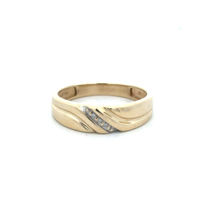 Gents 10K Yellow Gold .03CTW Diamond Wedding Band SZ: 10