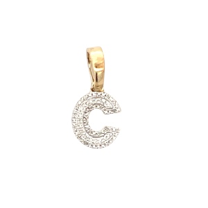 10K Yellow Gold 1/10CTW Diamond "C" Pendant 1.6g